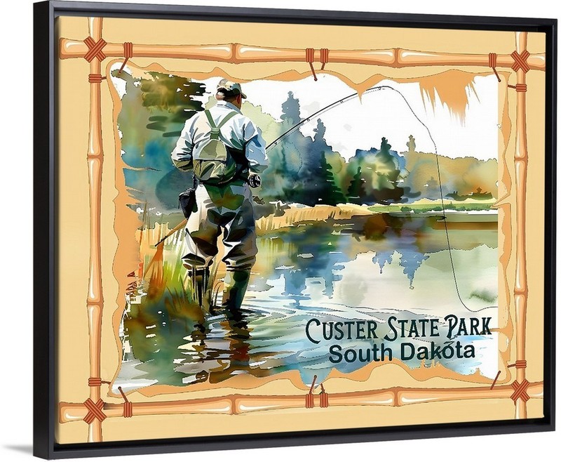 Custer State Park South Dakota Fishing Travel Poster Prints Canvas or Framed