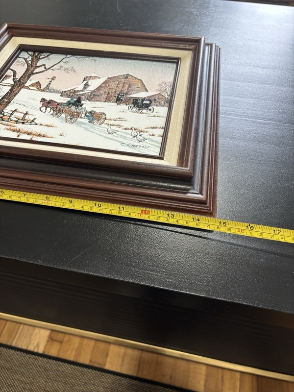 Framed C. CARSON Oil Painting Country Amish Winter Scene gallery