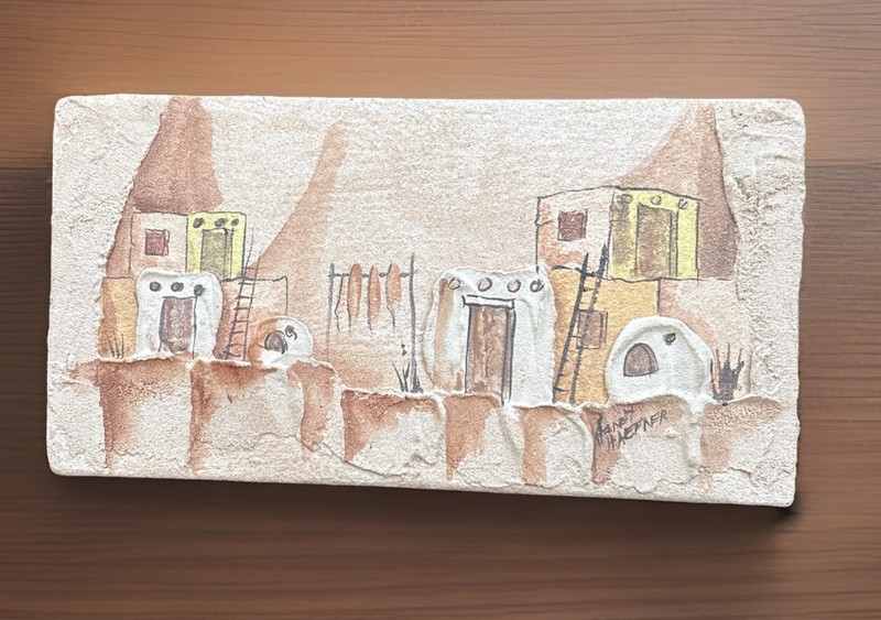 Janet Haefner Sand Art Tile Tucson Arizona Signed Southwestern Artist