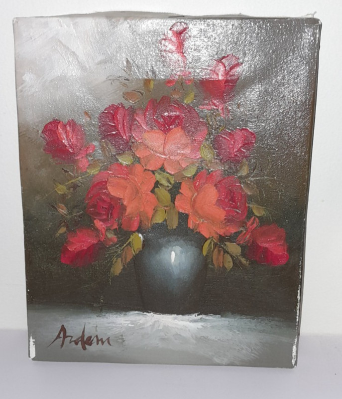 Blooming Flowers Roses Painting Original Oil Signed «Ardem» 8×10 Unframed