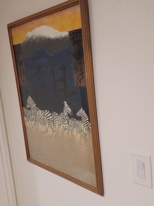 Unique Rare Pair of Vintage Japanese Mixed Media Original Paintings, Mount Fuji