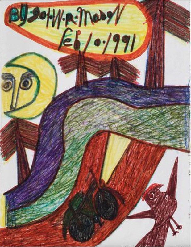 John Mason FOLK ART PAINTING OUTSIDER Dog #8 Mullis collection