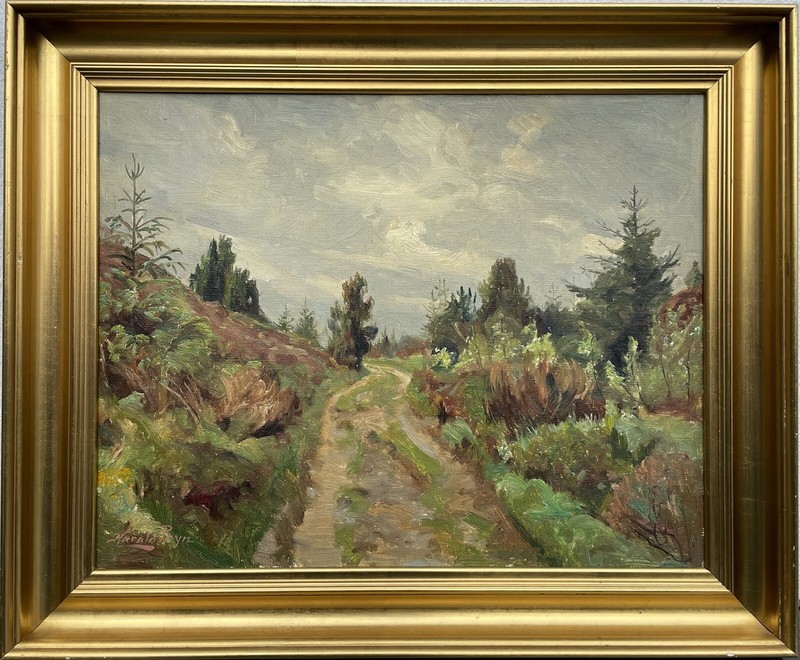 Harald Pryn 1891-1968 Naturlandschaft With Field Path Under Overcast Canopy