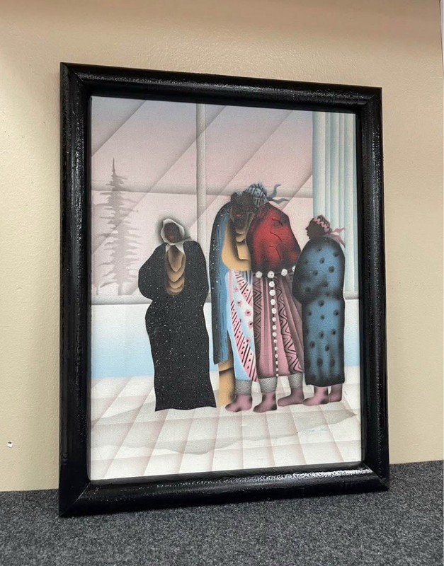 Very Rare Vintage Woodville African Women Oil on Canvas Painting