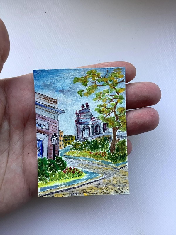 Ukraine Odesa City view ACEO original oil painting art signed Inna Merkushova gallery