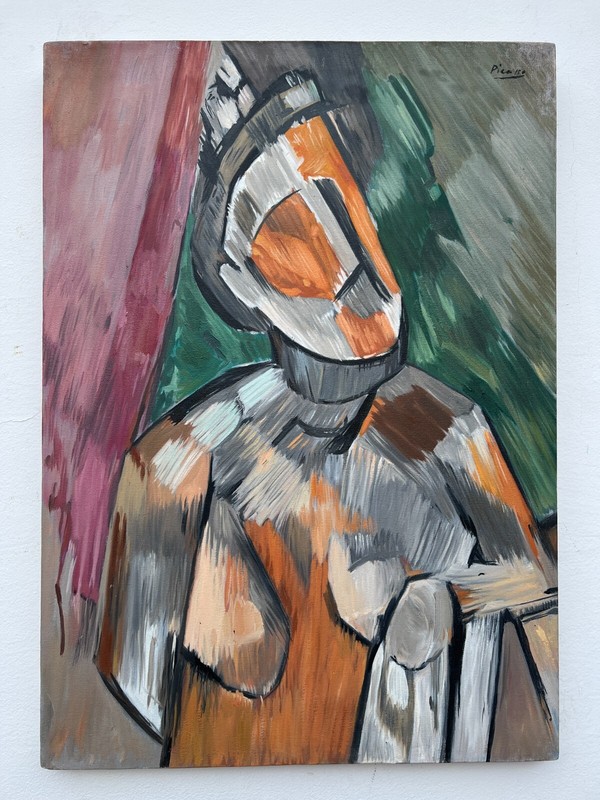 Pablo Picasso , Painting Oil On Canvas , signed stamped vintage 50 x 70 cm