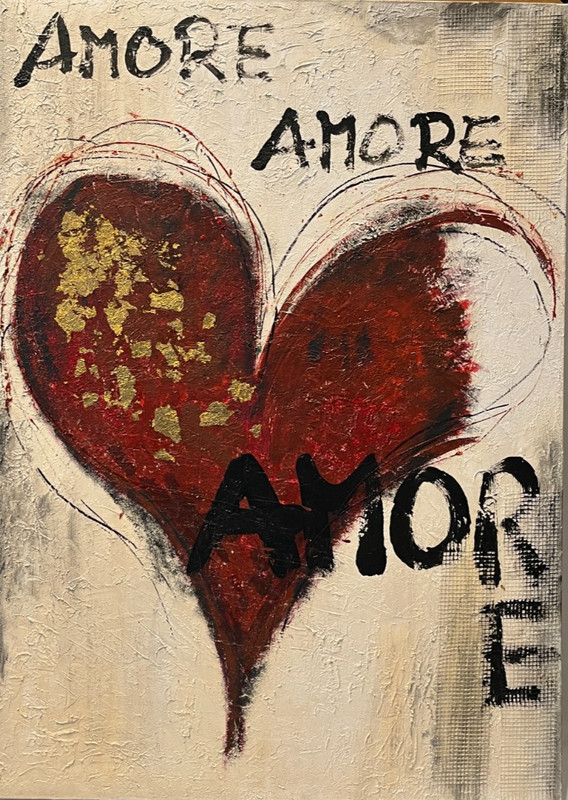 Amore Love Heart Picture Painting Hand Painted 70×50 ZM Canvas Acrylic Picture Valentines Day