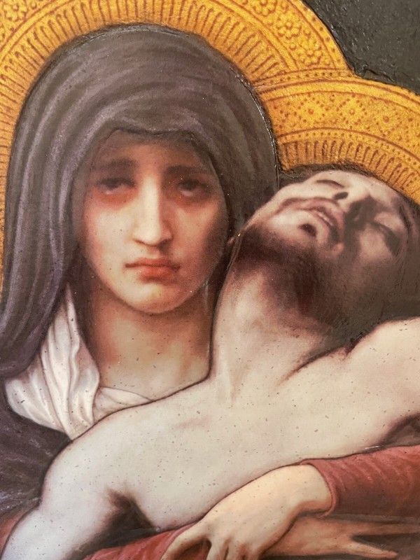 Unique Religious Artwork with Censored Faces on Slate Tile gallery