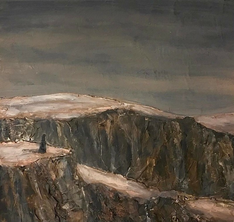 Acrylic picture canvas, landscape, art, original acrylic painting, 60x50cm, art
