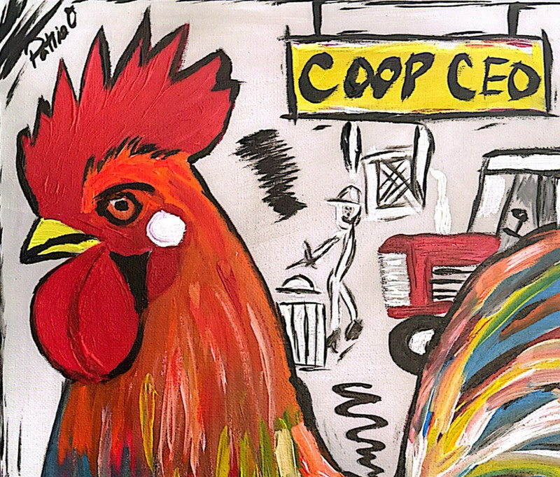 Rooster Coop CEO Painting Original Signed 11x14 Acrylic Canvas Modern Wall Art gallery
