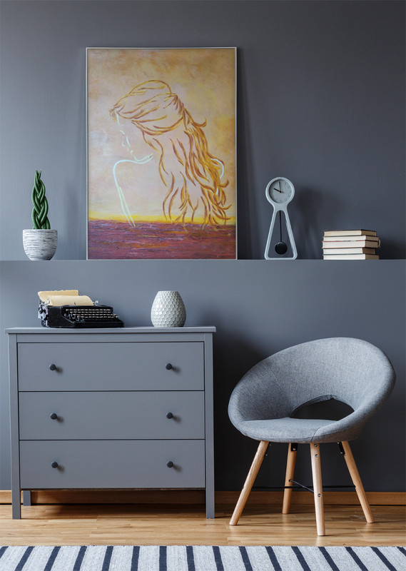 "Golden Silhouette"-Golden Contemplation - Original Abstract Figure Art 40x60cm gallery