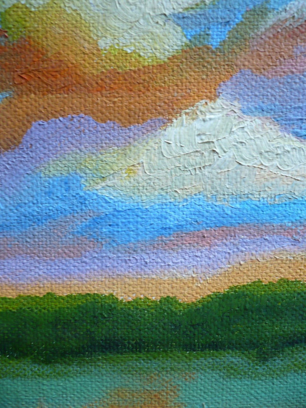 JAN ROONEY, SUNSET ON THE LAKE, Mod COLORIST IMPRESSIONIST LANDSCAPE SIGNED OIL gallery