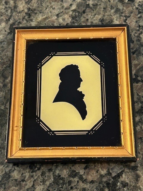 Antique Reverse Glass Painted Silhouette Of Dr Oliver Hubbard Salem MA Born 1772