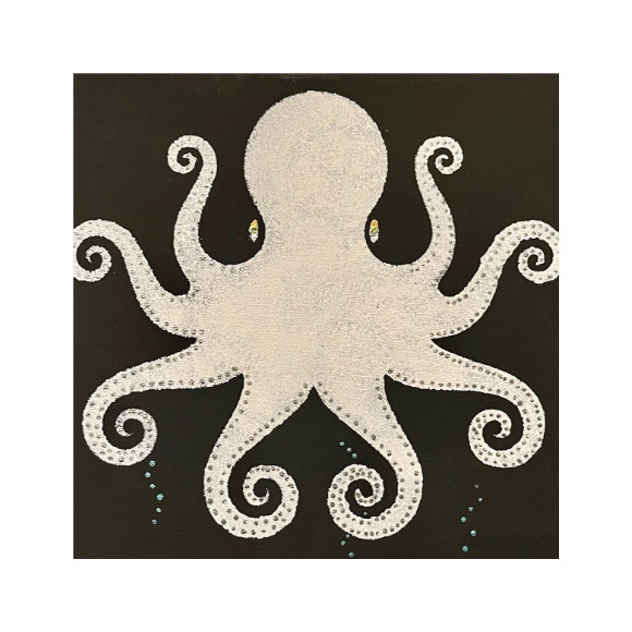 UV BLACKLIGHT OCTOPUS PAINTING Black Canvas Aquarium Saltwater Reef Ocean Life