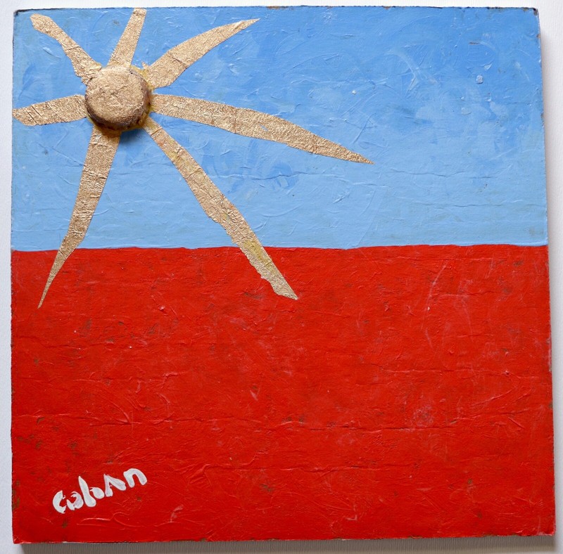 Original CohAn Painting «Modelo Sunset» Acrylic on Cardboard Contemporary Art