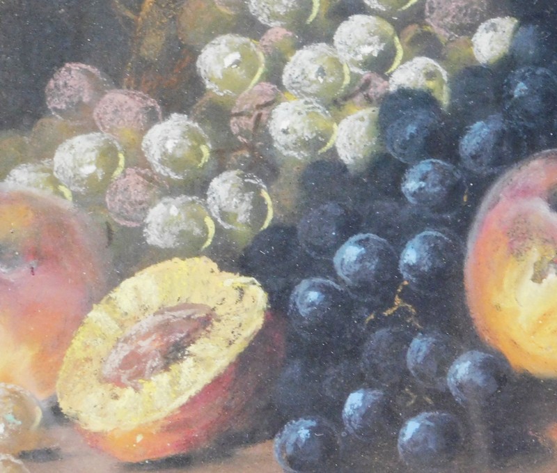 Antique William Chandler Original Pastel Still Life Fruit Painting c1900 framed gallery
