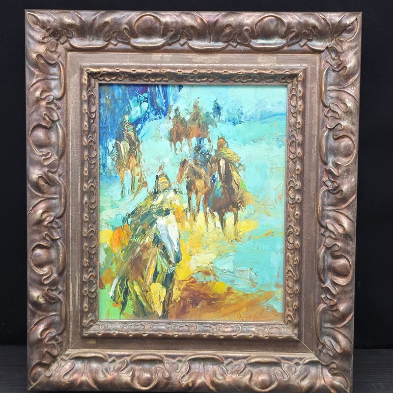 Rocky L Hawkins Original 10" X 8" Painting Sun Shield Warriors Framed