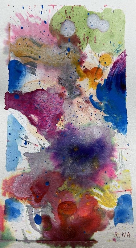 Coral Reef 12, Small 7”x4” Art Original Watercolor Painting by Miss Rina of MRAO