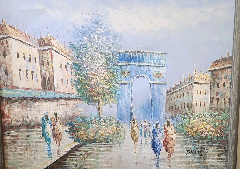 20 x 24 Framed PARIS STREET Impressionist Oil Painting Signed Stretched Canvas gallery
