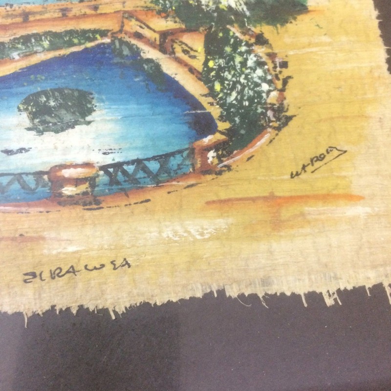 Original Hand Painted Papyrus Art Framed Syracuse Sicily Fonte Aretusa Signed gallery