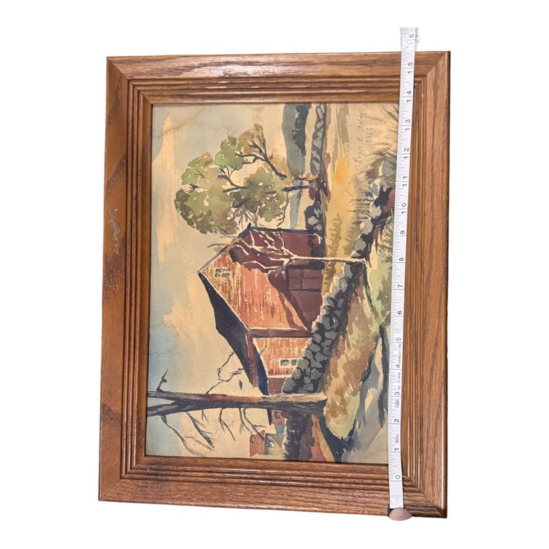 1963 Regis E Staley Original Watercolor Farm Landscape Painting Framed Signed gallery