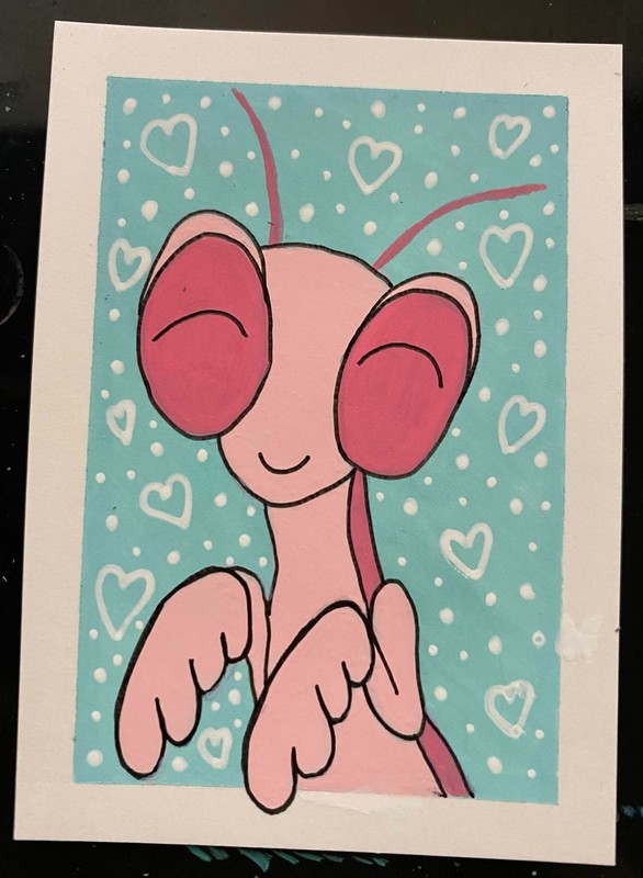 Original ACEO Mantis Bug Watercolor Artwork Pen Collectible Atc Insect Small Art gallery
