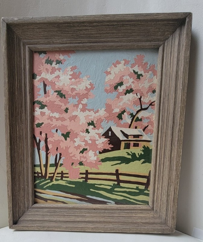 Spring Home Fenced Scene Original