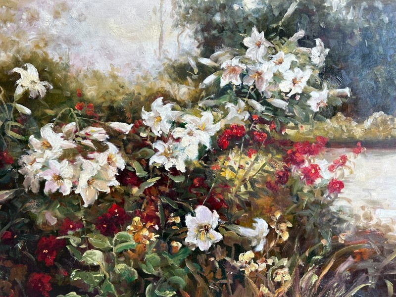 Beautiful Bunch of Flowers Original 36 x 24 Oil Painting on Canvas gallery