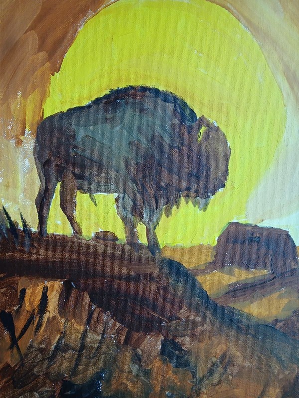 ABSTRACT/EXPRESSIONISM Buffalo Sunset 11x14 Modern Street ART Colorful Painting gallery