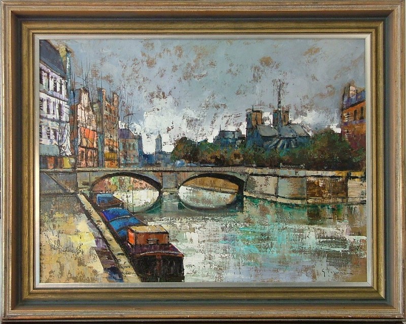 FERRINI NOTRE DAME FROM PONT DE LA TOURNELLE MODERN MID CENTURY NEWMAN GALLERIES