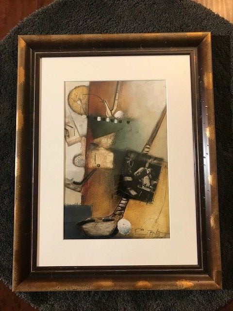 **RARE** Original Collage / Mixed Media Painting BY ROYA AZIM *FRAMED & SIGNED*