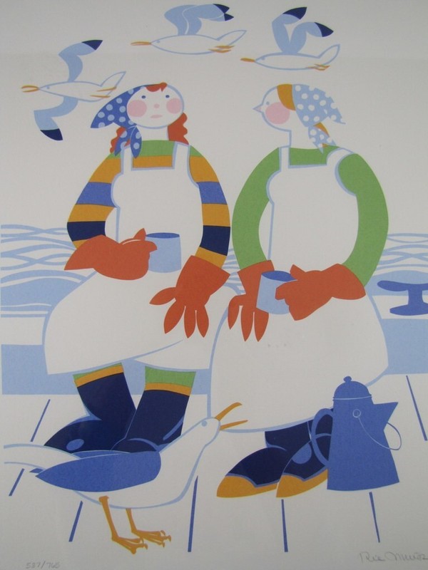 Rie Munoz Signed/Numbered Limited Edition Silkscreen ~ Coffee Break 133/765 gallery