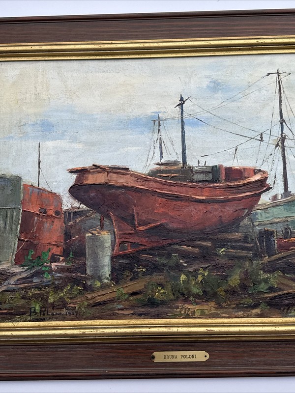 BRUNA POLONI PAINTING INDUSTRIAL BOAT YARD REGIONALISM MARINA PORT LISTED OIL gallery