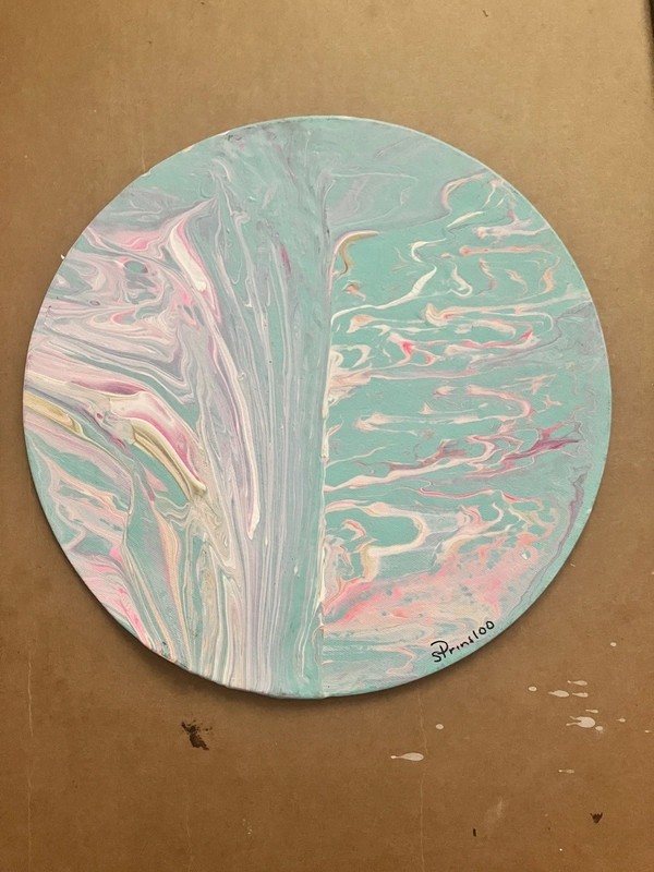 COLORFALL 12” Original Art Round Abstract Colorful Wall Art