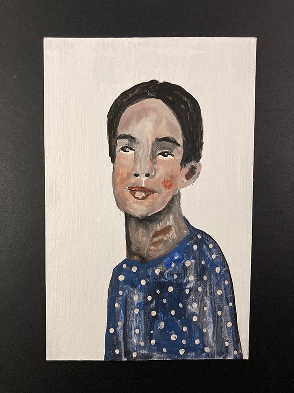 Portrait Painting Naive Expressive Wall Art Man Boy Polka Dots Miz Katie