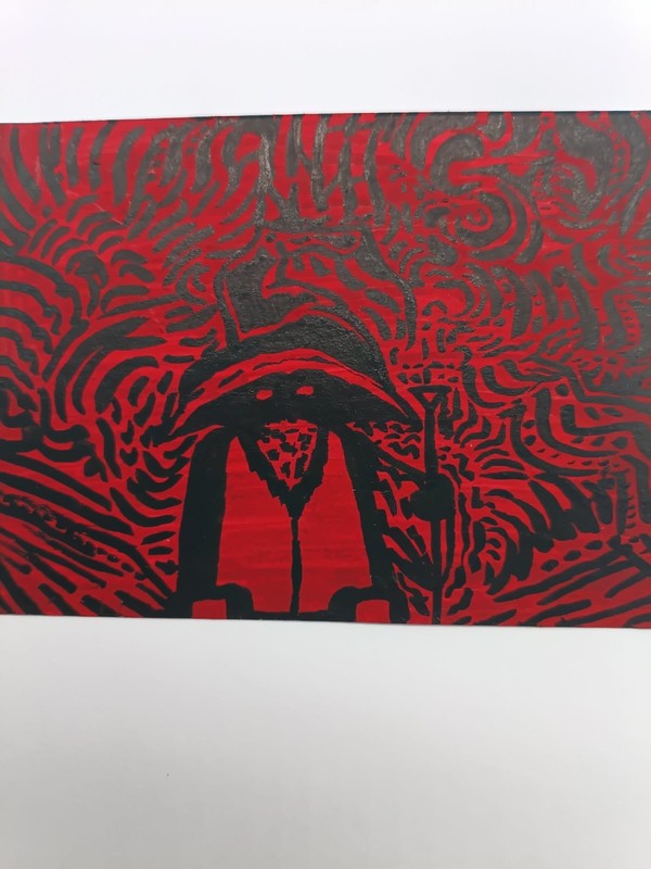 ACEO Original Art, Chaos Wizard, Acrylic Marker Painting, DbossArtCards gallery