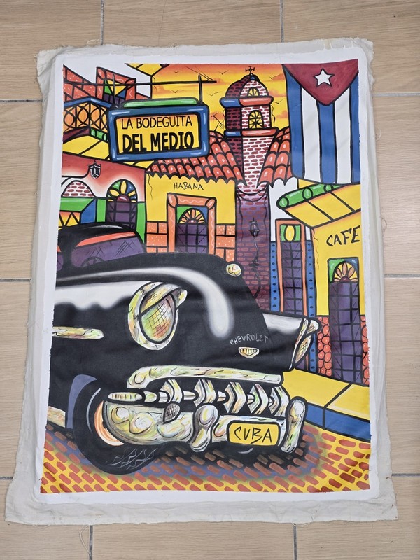 XL Original Cuban Painting “La Bodeguita del Medio” Acrylic on Canvas 40” x 29”