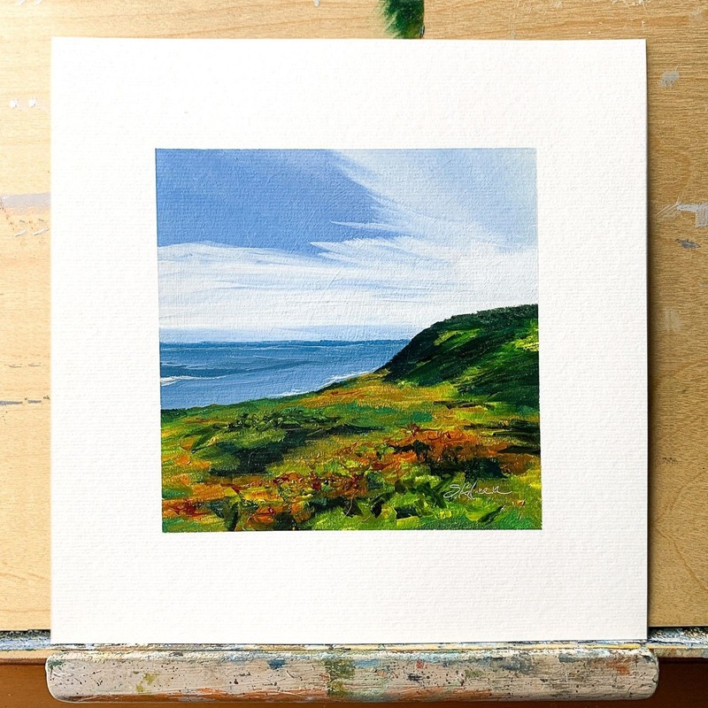 8x8 Maine Original Oil Painting New England Fall Landscape Acadia Trees Signed gallery