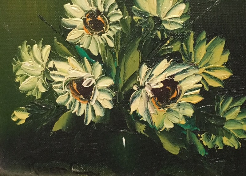Two Robert Cox (2) Signed Floral PaintIngs Unusual Size Matching Frames gallery