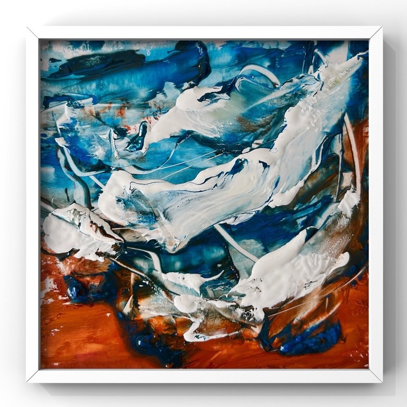 Cape Cod Bay Reflections Abstract Framed Oil Painting Atmospheric Seascape Decor