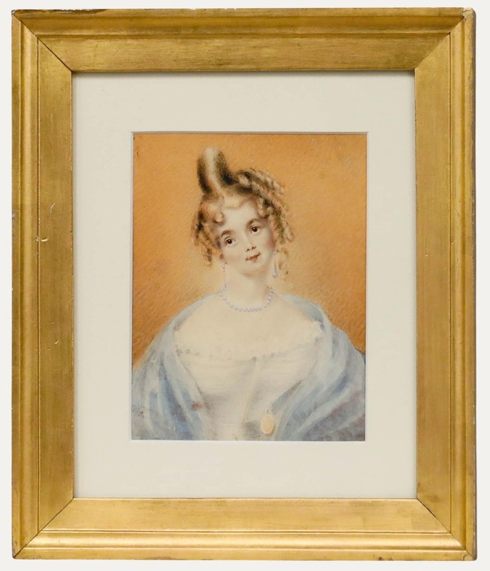 Attrib. Elizabeth Walker (1800-1876) – Watercolour, Portrait of a Regency Lady