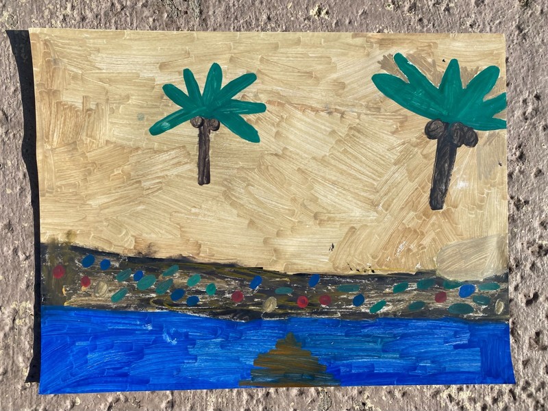 Tropical Beach Painting. Original Seascape Art. Hand-Painted.