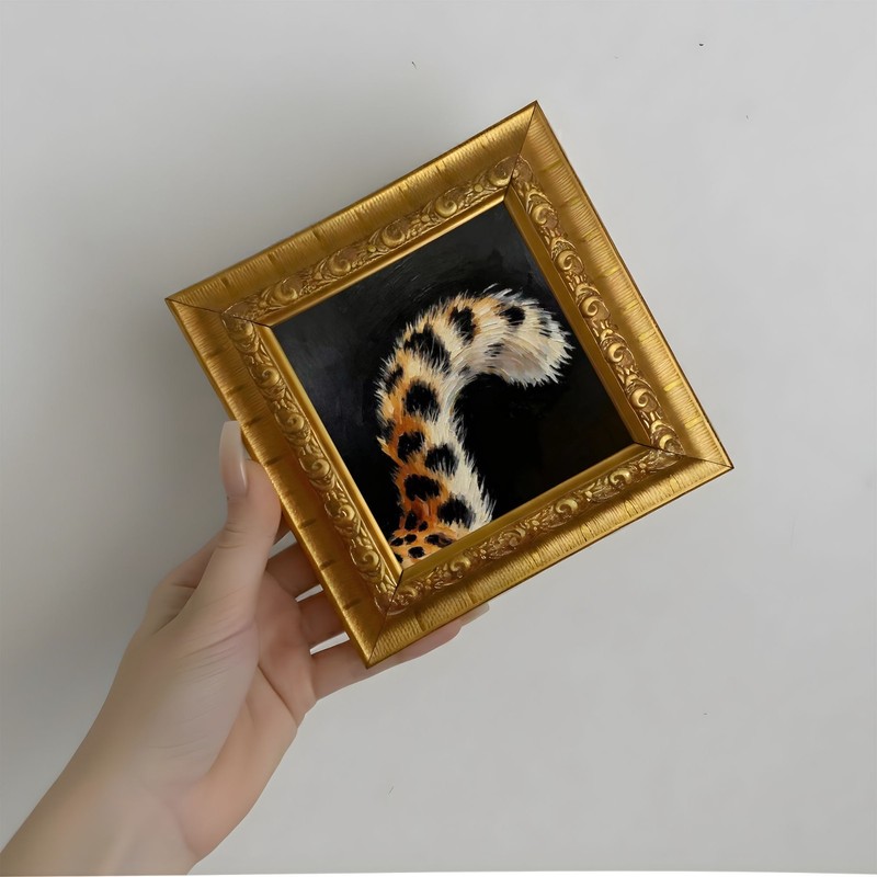 Original Small Framed Oil Painting, Minimalist Painting, Cheetah Tail Wall Art gallery