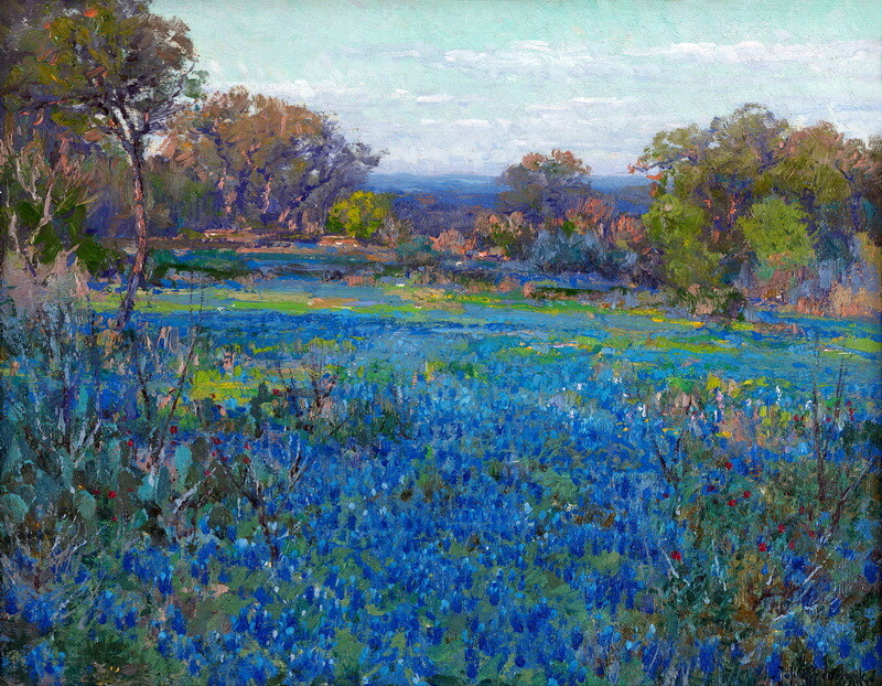 Texas Bluebonnets Field Scenery Oil painting Giclee Printed on Canvas P2035