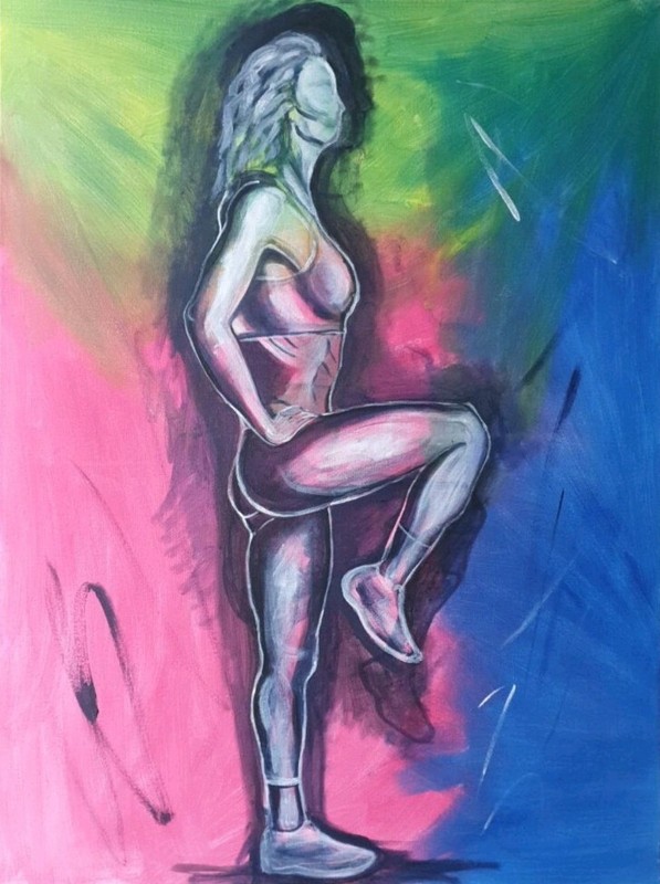 Fitness Women Art and Painting on Canvas Acrylic Painting Gymnastics