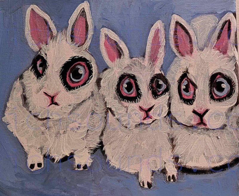 Original 8″x10″ rabbit acrylic painting on stretched canvas, signed on the back