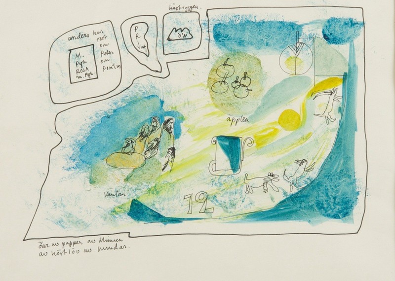 MADELEINE PYK Swedish Born 1934 Watercolor – on paper. Original Unique RARE