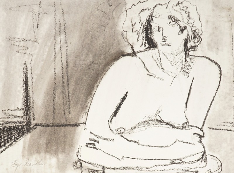 60s Faye Franklin Painting Conté Crayon Graphite Nude Woman Vintage Mid Century gallery