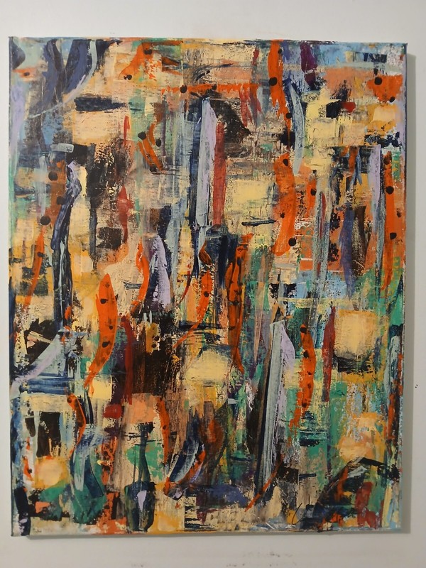 original abstract acrylic painting on canvas "Walking By" gallery