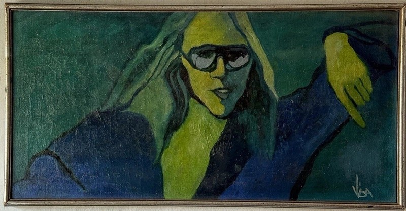 VINTAGE MODERN ABSTRACT WOMAN OIL PAINTING OLD POP ART CUBISM MODERNISM 1960s